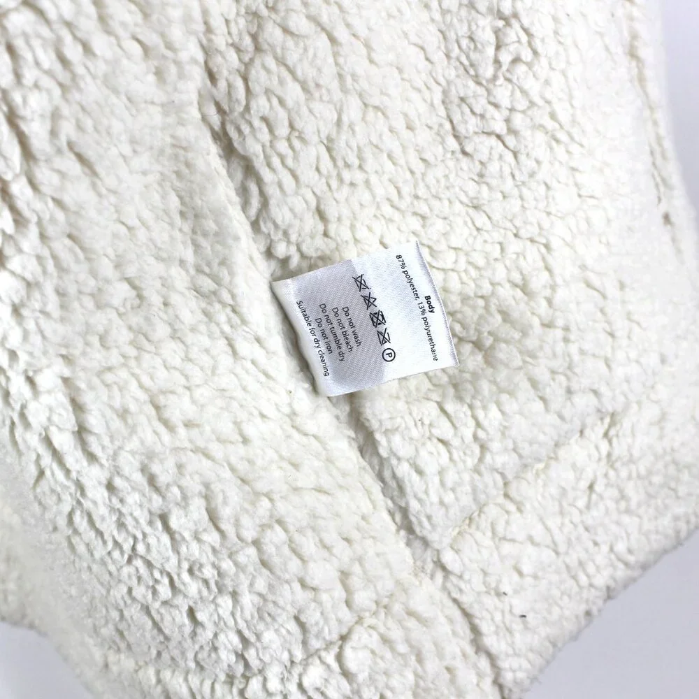 Aeron Pisco Faux Shearling Lined Off White Faux Leather Zip Biker Jacket M NEW